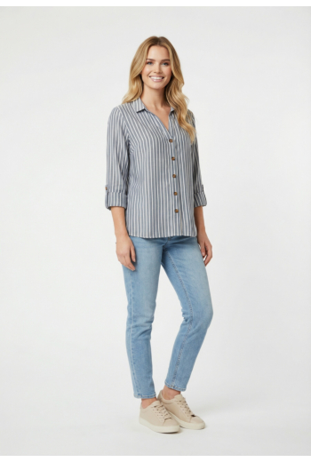 Chemisier only rillo-puori medium blue denim bright white