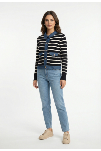 Gilets cardigans morgan 251-mnaki marine/off white