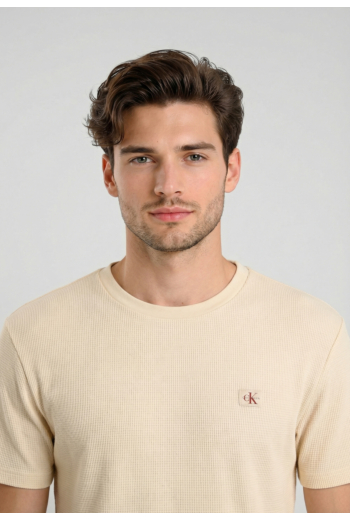 Tee shirt calvin klein jeans waffle woven labe f7j calico