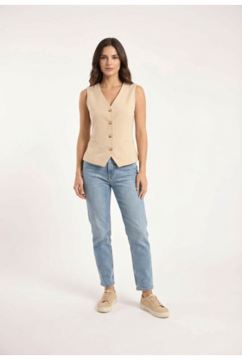 Gilets sans manche Le Temps Des Cerises carlita 1004  beige