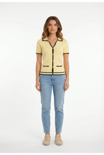 Gilets cardigans morgan 261-mtoiri jaune pastel