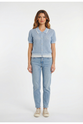 Gilets cardigans morgan 261-mrayna bleu ciel