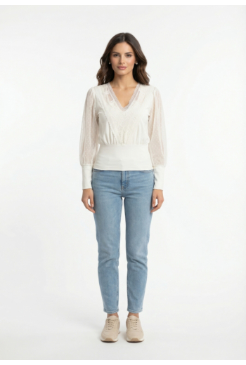 Tee shirt manches longues morgan 251-tagado off white m