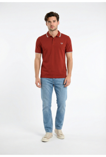 Polos fred perry mm3600 07b burntred/snwht