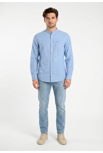 Chemise tommy jeans reg linen mx ban c38 blue twilight