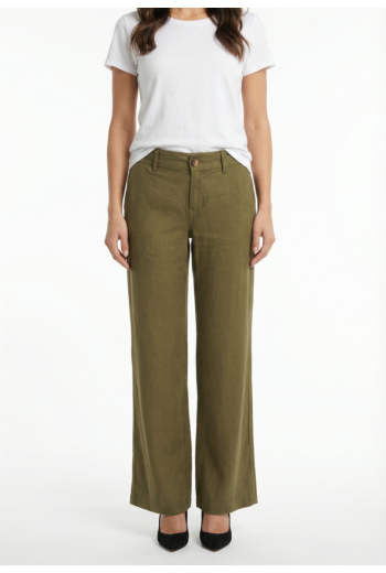 Pantalons freeman t. porter agatha plain linen lin24 f1404 martini olive