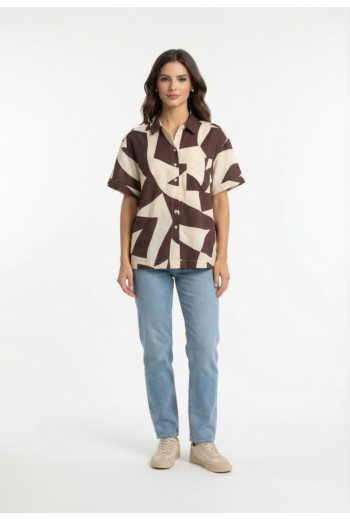 Chemisier manches courtes grace & mila veil chocolat