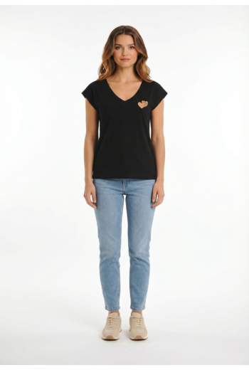 Tee shirt only lenna black fox zebra heart