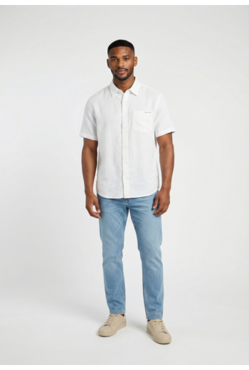 Chemise manches courtes calvin klein jeans solid causal line yaa brilliant white