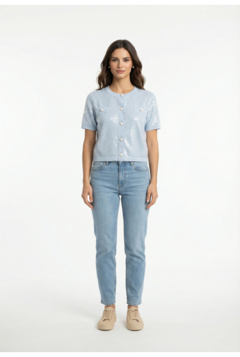 Gilets cardigans morgan 251-msekin bleu ciel