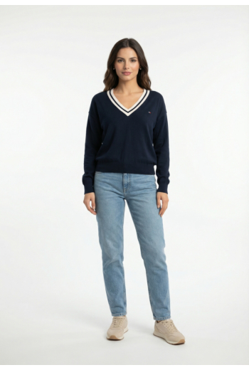 Sweat tommy jeans rlx v-neck c1g dark night navy