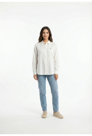 Chemisier tommy jeans rlx linen shirt ybl ecru
