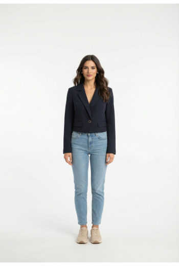 Blousons et vestes guess jeans leila single breast crop g7p1 blackened blue