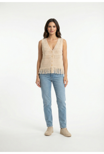 Gilets cardigans only alix ecru fmop button