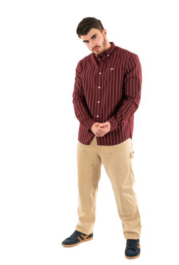 Chemise tommy jeans reg oxford strip vlp deep rouge stripe