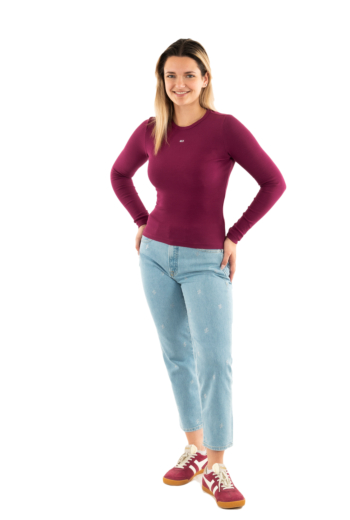 Tee shirt manches longues tommy jeans slim essential vvk valley grape