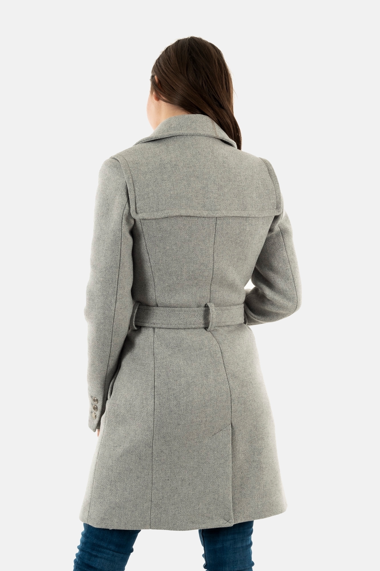 Manteau cintré ceinturé Morgan gris vêtements femme